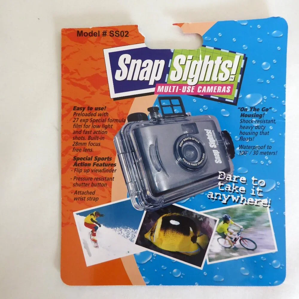 USED ONCE WATERPROOF SPORT UTILITY COMPACT 35mm CAMERA IN CASING
